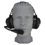 HD200-RBF Behind the Head Rubberized Bleak Electret Mic Headset with Flex Boom and PTT